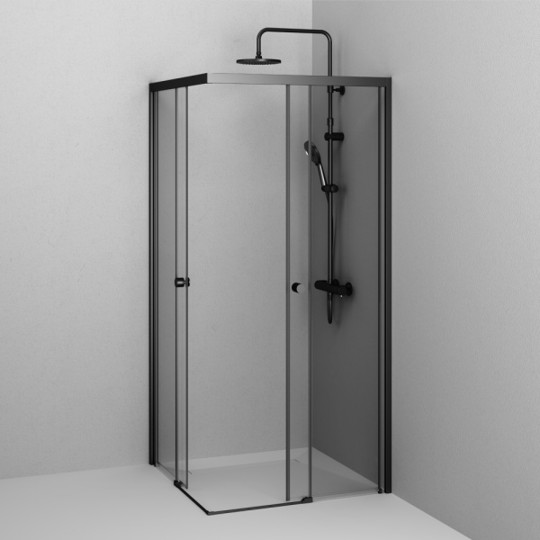W94G-403-9090-BТ Душевое ограждение AM.PM X-Joy Square Slide 90х90, черный, прозрачное