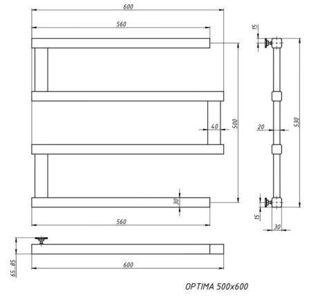 Полотенцесушитель Stinox Optima водяной 50x60