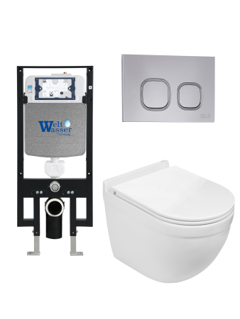 Комплект инсталляции с унитазом Weltwasser AMBERG 497 + HEIMBACH 043 GL-WT + AMBERG RD-CR