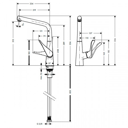 Смеситель для мойки Hansgrohe Metris 14822800