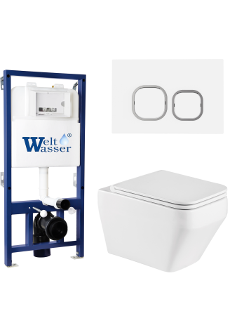 Комплект инсталляции с унитазом Weltwasser BAMBERG 525 + HOFBACH 041 GL-WT + BAMBERG WT