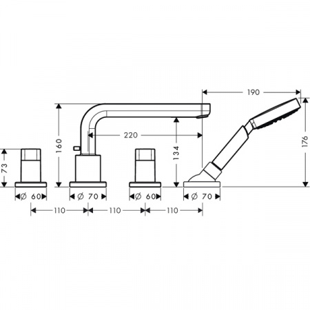 Смеситель на борт ванны Hansgrohe Metris S 31447000