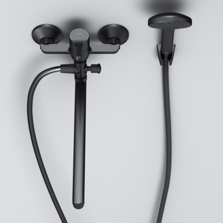 F85B90122 X-Joy S, Смеситель для ванны и душа AM.PM, излив 325 мм, душевой набор, черный