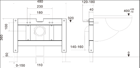 Рама крепления B001 подвесного ИМПУЛЬСНОГО унитаза Ceruttispa