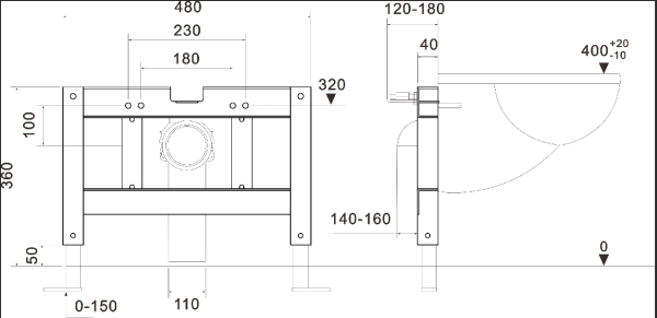 Рама крепления B001 подвесного ИМПУЛЬСНОГО унитаза Ceruttispa