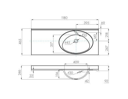 Раковина AQUATON Отель 3/120 правая белая с навесами 1A70103NOT01R