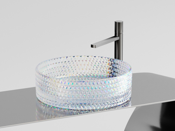 Умывальник чаша накладная круглая Ceramicanova Cristal 360*360*112мм, неон, CN6059