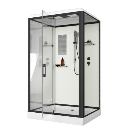 Душевая кабина Niagara Standart ST100/80/15Q/BL (100х80х215) прямоугольник,поддон 15см,распашная,проф.черный