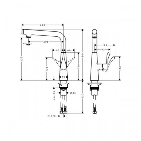 Смеситель для мойки Hansgrohe Metris Select 14847800