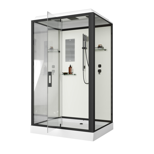 Душевая кабина Niagara Standart ST120/90/15Q/BL (120х90х215) прямоугольник,поддон 15см,распашная,проф.черный