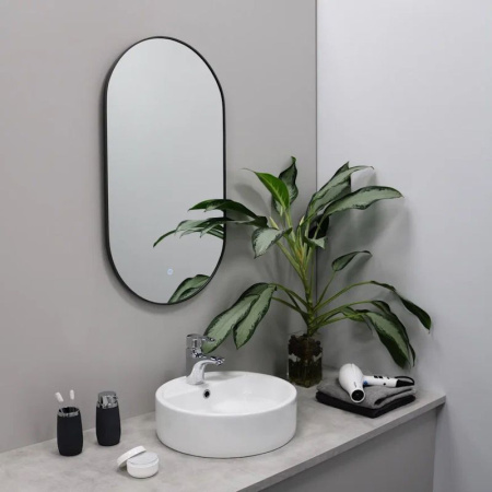 Зеркало с подсветкой LED Fixsen FX-3090F овальное 50х90 см, графит