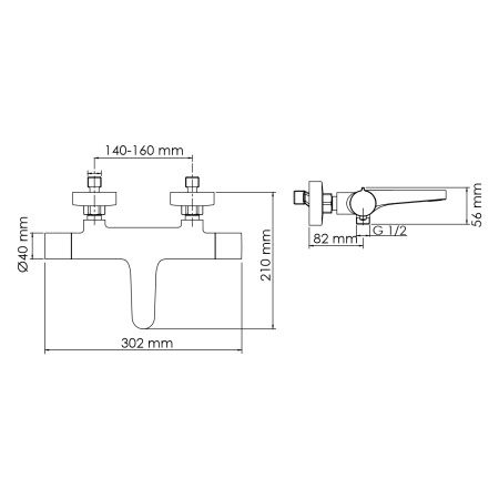 Термостатический смеситель для ванны Wasserkraft Elbe 7411 Thermo