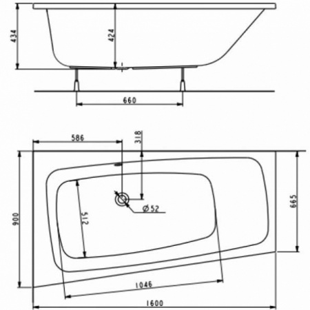 Акриловая ванна Kolo Split XWA1660000 160х90 правая