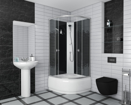 Душевая кабина Niagara Eco NG-7508-14BK (90х90х200) высокий поддон(40см),стекло мозаика,4 места