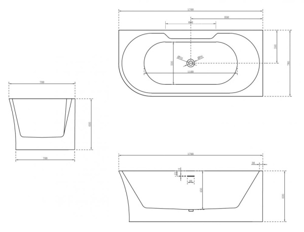 Акриловая ванна ABBER AB9335-1.7 R белая