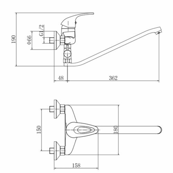 Смеситель для ванны FASHUN A2103, хром