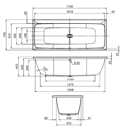 W84A-170-070W-A Func Ванна акриловая AM.PM 170х70