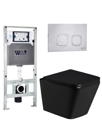 Комплект инсталляции с унитазом Weltwasser AMBERG 506 ST + GELBACH 043 GL-BL + AMBERG RD-MT CR
