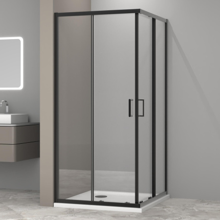 Душевой уголок AQUABATH ATLAS AB-04F-900-2000-BK (90x90, черный матовый, прозрачное стекло)