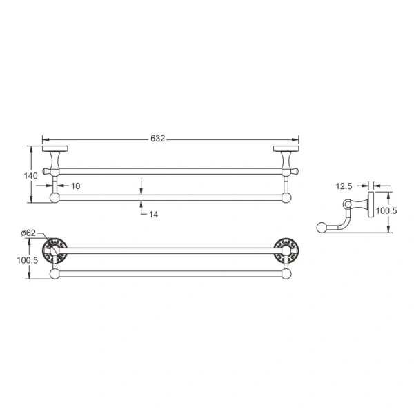 Полотенцедержатель Rose RG1027Q, бронза