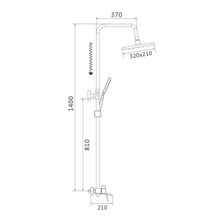 Душевая система Shevanik S4136H, черный