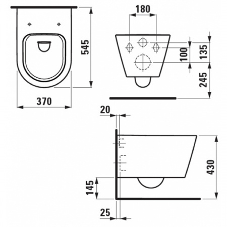 Унитаз подвесной Kartell by Laufen 820336 37x54,5, безободковый