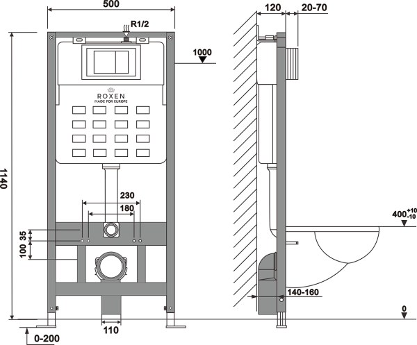 Комплект инсталляции 6 в 1 Roxen StounFix Slim 506235