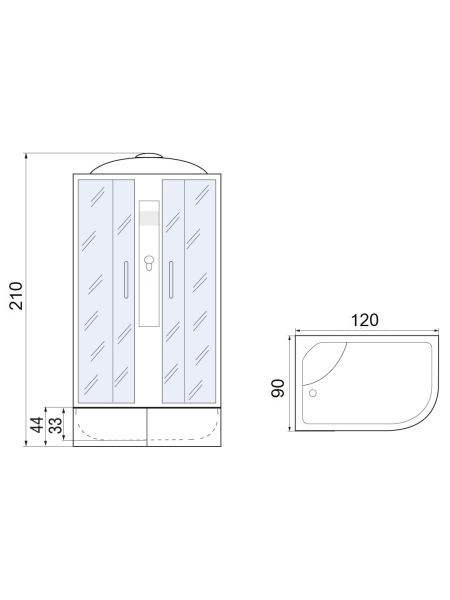 Душевая кабина River DESNA 120/90/44 L MT 1200х900х2100мм