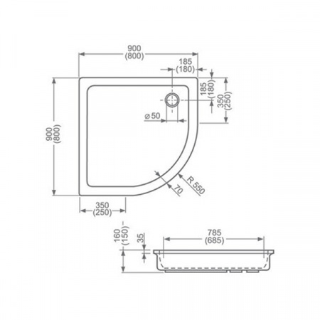 Поддон Roltechnik HAWAII 90 R55 8000026