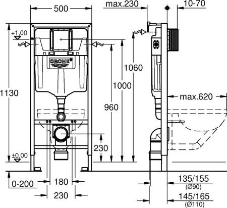 Инсталляция для унитаза Grohe Rapid SL 38536001