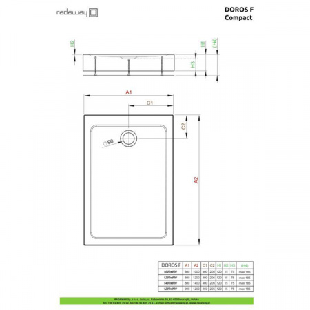 Душевой поддон Radaway Doros F Compact 100x80 SDRFP1080-05
