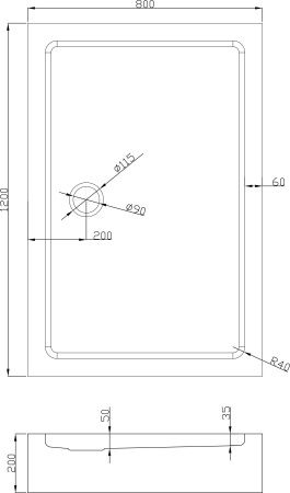 Душевой поддон Roxen Caspia 54060-120 (120*80)