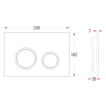 Кнопка смыва Veconi FLUSH V11, FLV11-B, 240х162х7, пластик, чёрный матовый
кайма - черный матовый