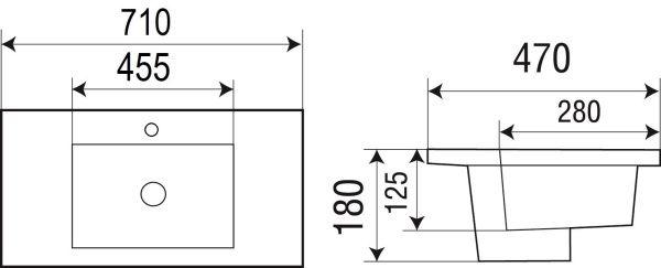 Раковина подвесная WeltWasser WW DEILBACH 7506-70 710х465х180