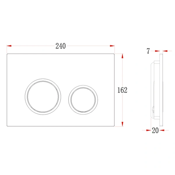 Кнопка смыва Veconi FLUSH V11, FLV11-B, 240х162х7, пластик, чёрный матовый
кайма - черный матовый