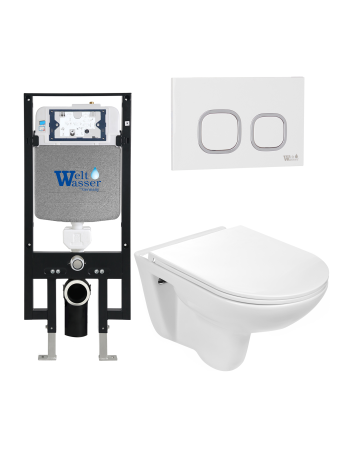 Унитаз с инсталляцией WeltWasser AMBERG 497 + BAARBACH 004 GL-WT + AMBERG RD-WT