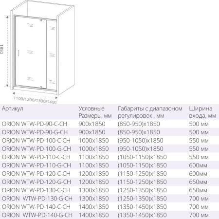 Душевая дверь распашная Good Door ORION WTW-PD-120-C-CH