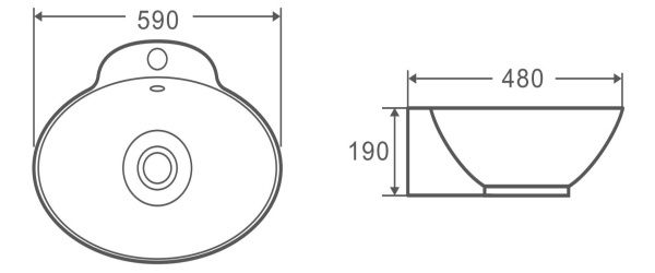 Раковина накладная WeltWasser WW ELBACH 3072 590х480х190