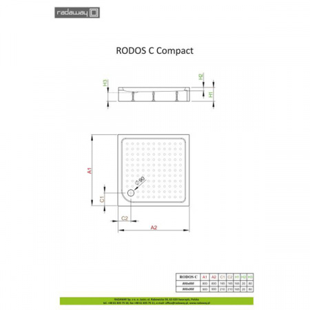 Душевой поддон Radaway Rodos C Compact 80x80 4K88155-04
