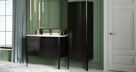 Тумба под умывальник Belux Анжело напольная 110-02, Черный глянцевый