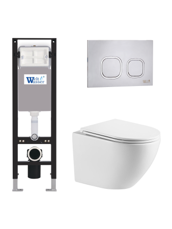 Комплект инсталляции с унитазом Weltwasser AMBERG 350 + MERZBACH 041 XL GL-WT + AMBERG RD-MT CR