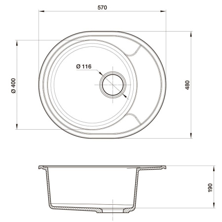 Кухонная мойка Reflection Allonge RF0658BL, черный