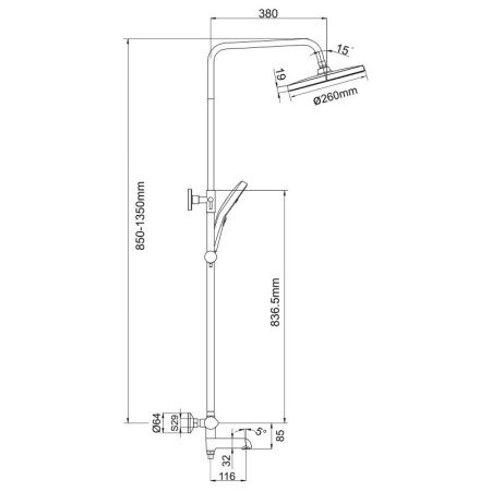 Душевая стойка с термостатом Gappo G03-8 G2403-58