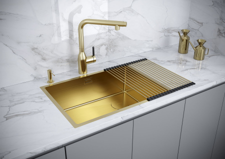 Мойка Paulmark NEXT-SKEW 58 UNI PM885844-BG 440х580х200 мм, нержавеющая сталь, брашированное золото