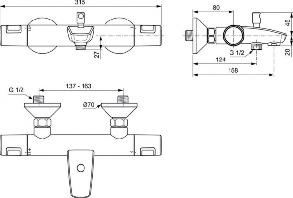 Смеситель для ванны Ideal Standard Ceratherm T25 A7206AA