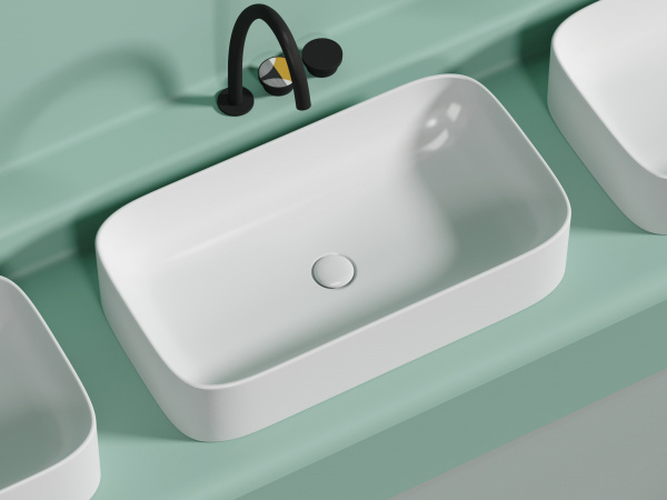 Умывальник чаша накладная прямоугольная Ceramicanova Element 705*380*150мм, белый матовый, CN6054MW