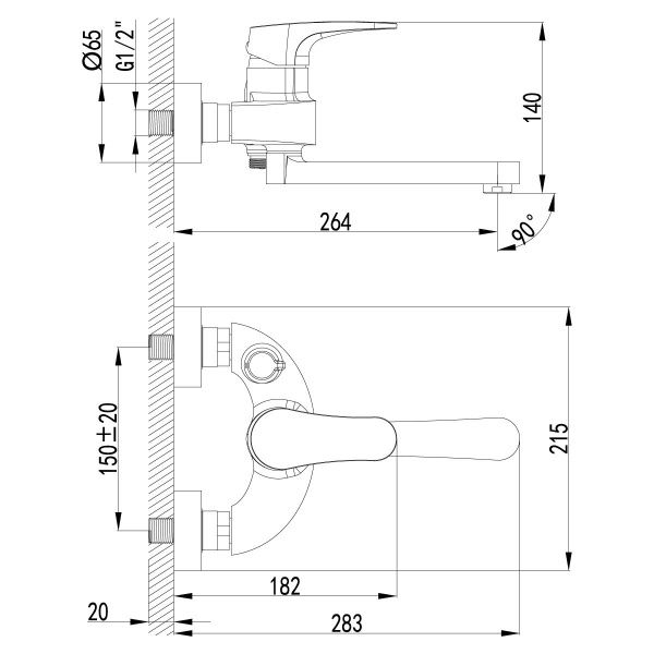 Смеситель Lemark Shift LM4314C для ванны