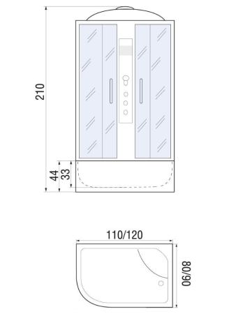 Душевая кабина River DUNAY 110/80/44 R MT 1100х800х2100мм
