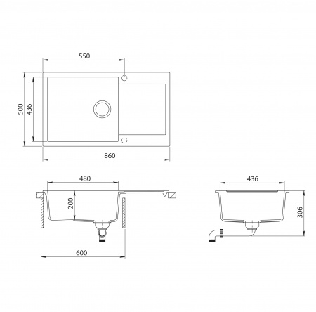 Кухонная мойка AquaSanita Tesa plus SQT 104 222 AW graphite