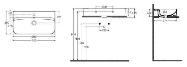 Раковина, ISVEA, SistemaU накладной -1, с переливом, без креплений, цвет-белый 10PL53070SV
